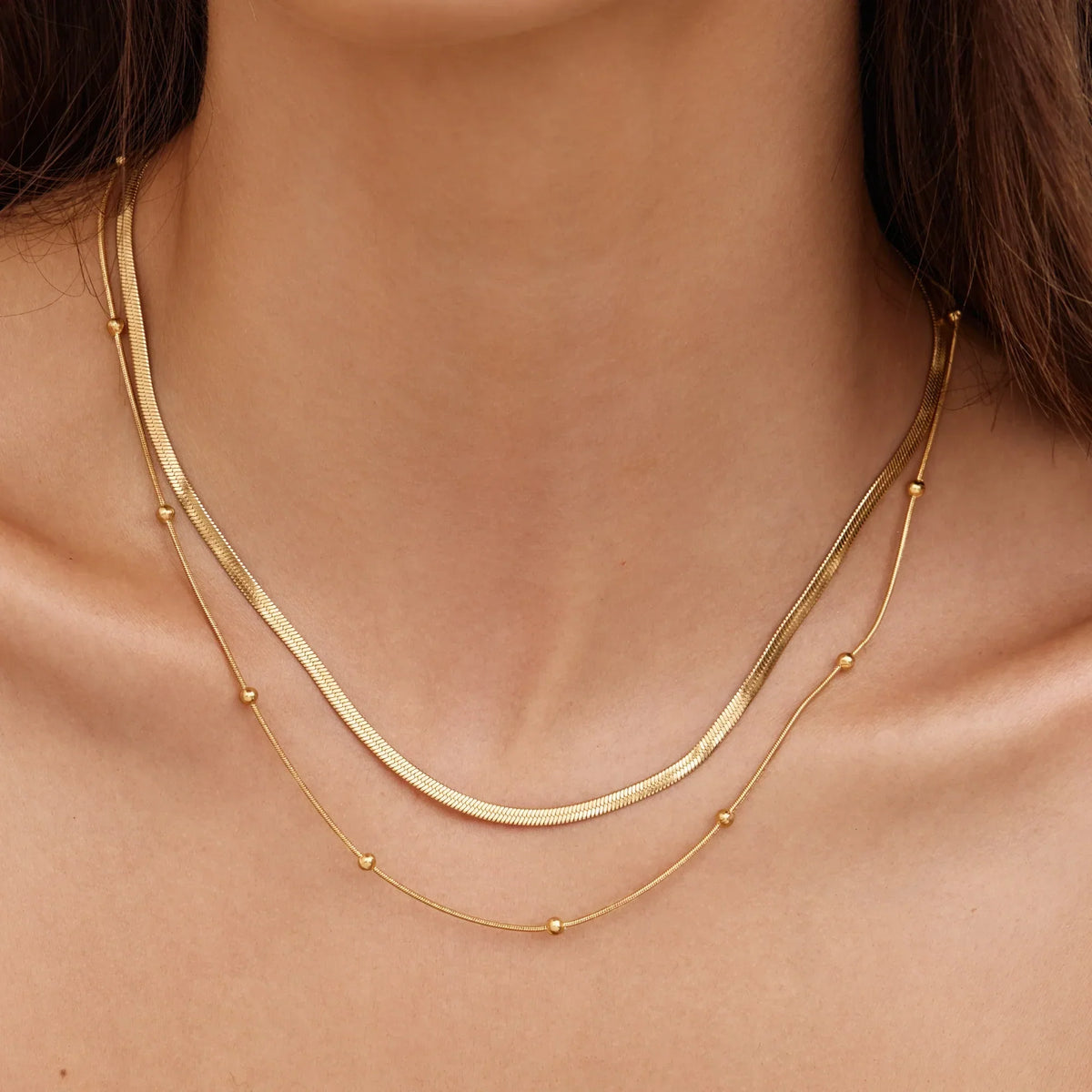 Snake & Satellite Chain Layered Necklace