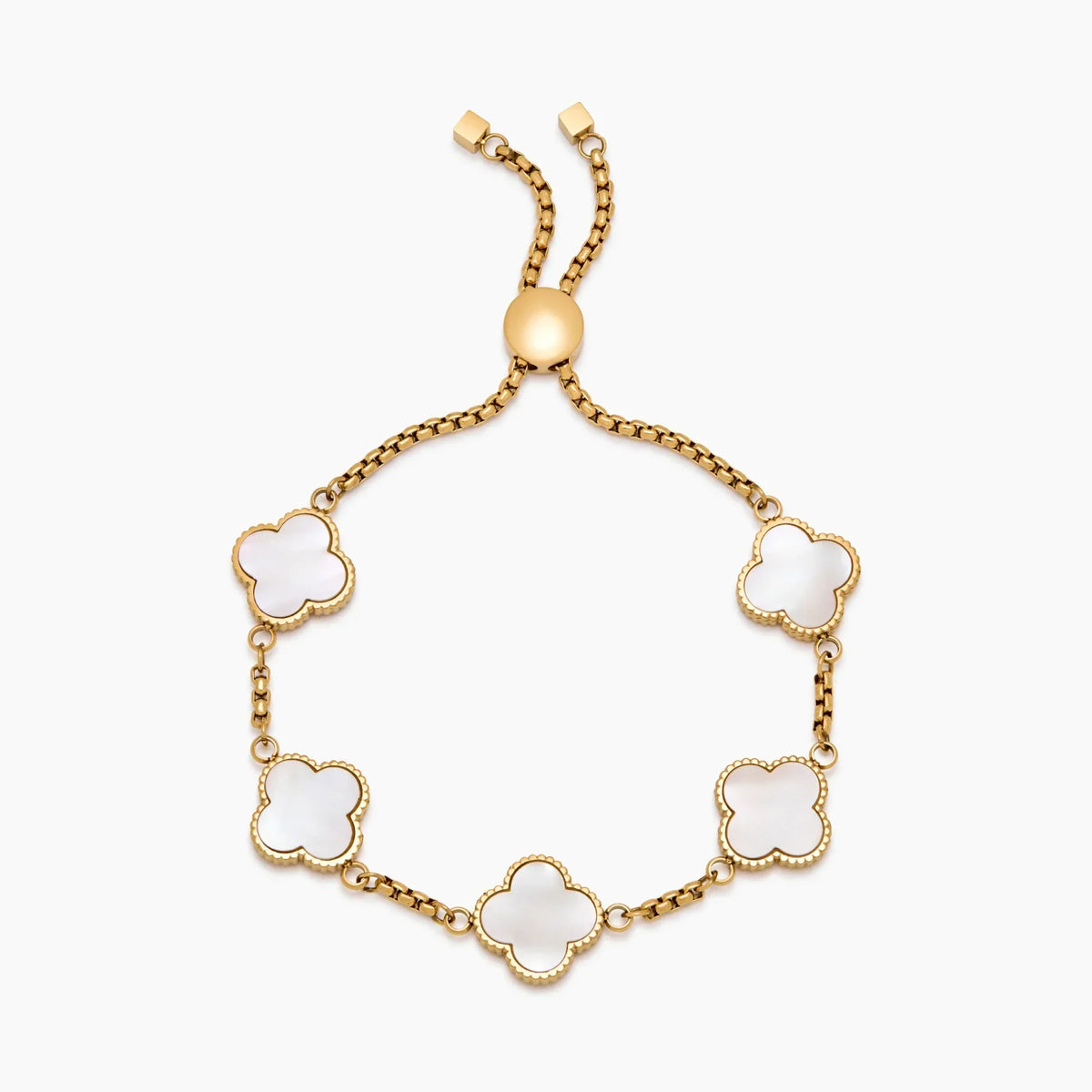 Mother of pearl clover bracelet gold — Olivia Jewelry