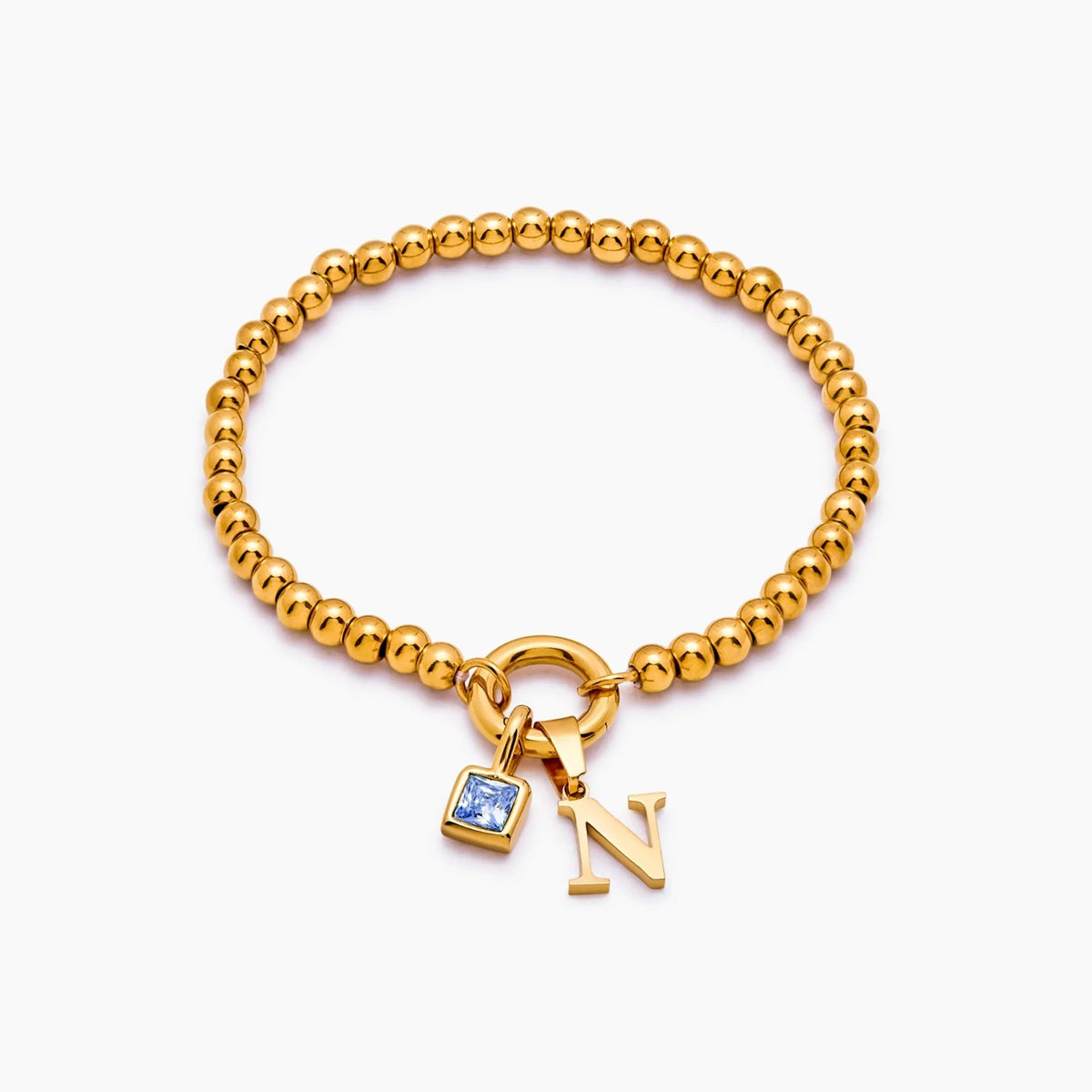 beaded-initial-birthstone-bracelet — Gold / Sep-Sapphire