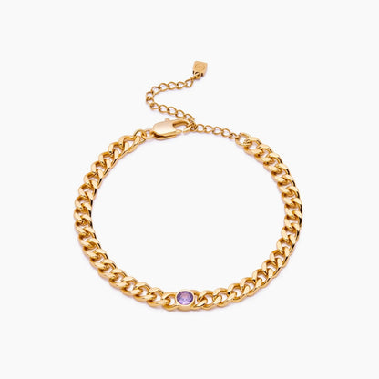 curb-chain-birthstone-bracelet — Gold / Jun-Alexandrite