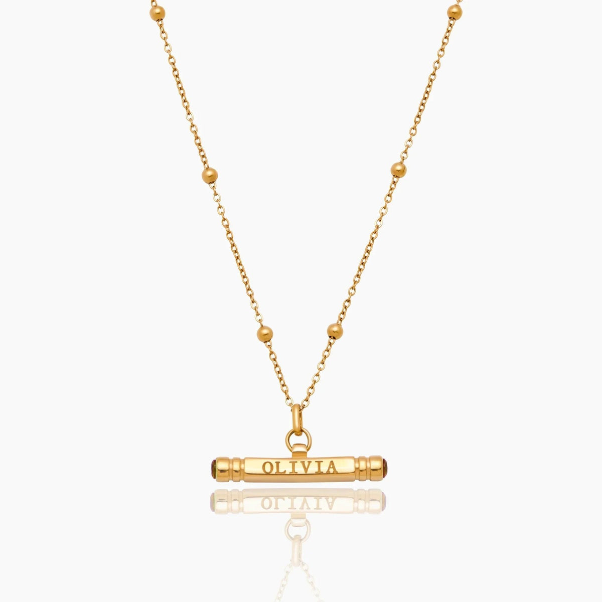 custom-name-birthstone-t-bar-necklace — Gold / Nov-Citrine