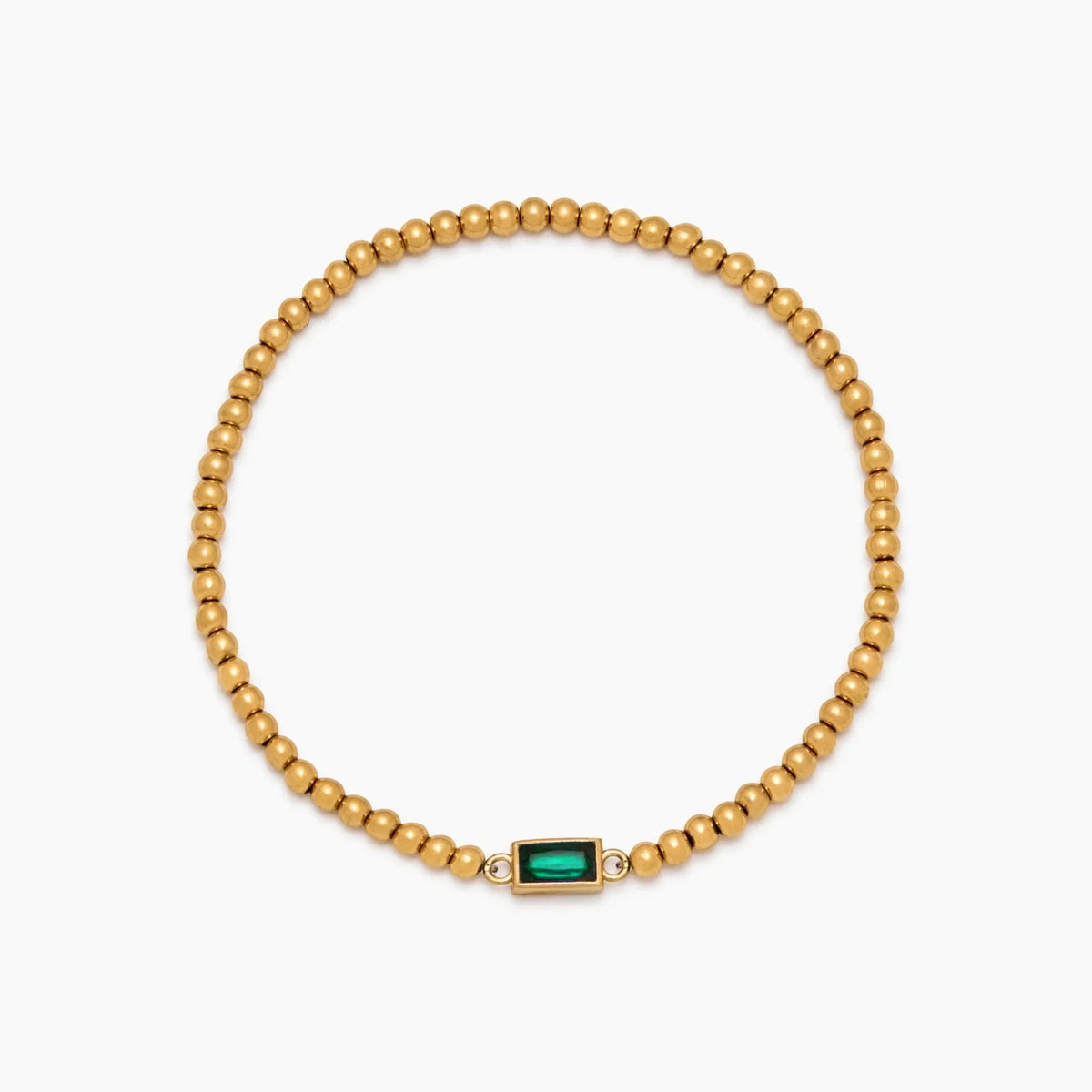 gold-beaded-birthstone-bracelet — Gold / May-Emerald