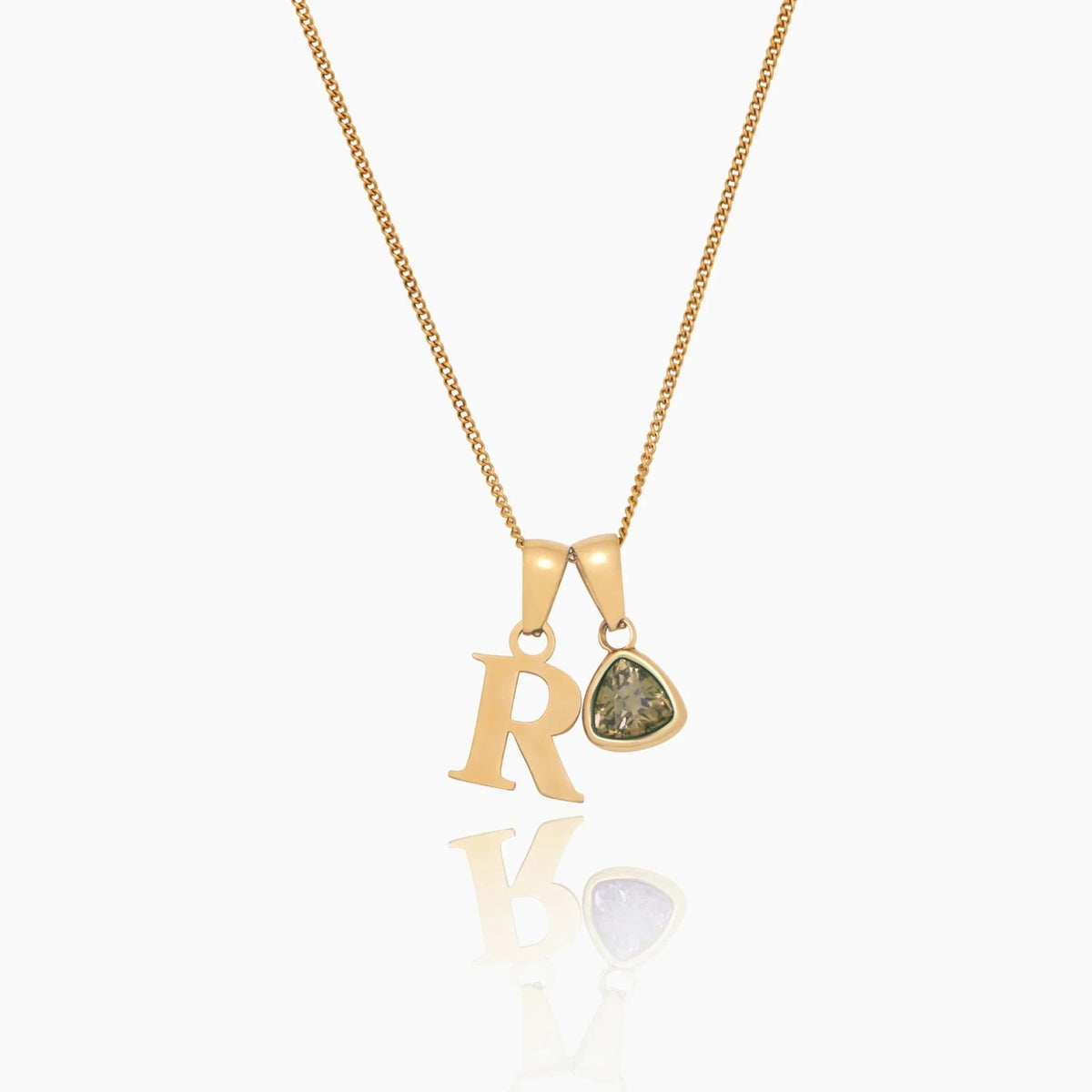 initial-birthstone-charm-necklace — Gold / November Citrine
