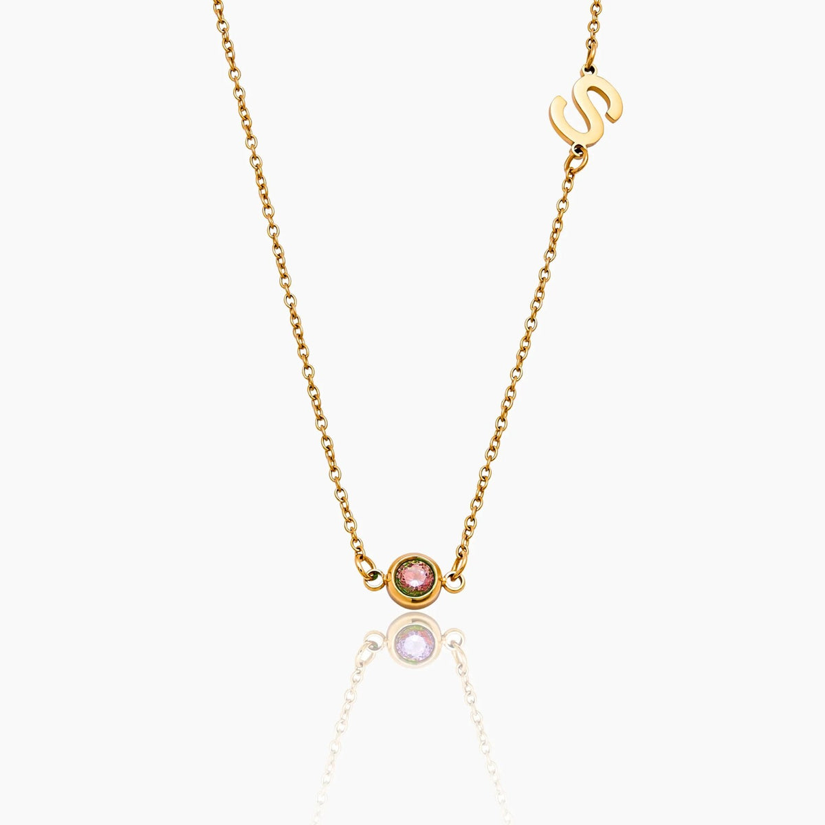 side-set-initial-birthstone-necklace — Gold / Nov-Citrine